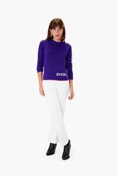 Women - Sailor Woolen Merinos Sweater, Purple front worn view