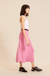Women Ribbed Knit Long Skirt Pink details view 1