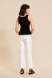 Women - Twisted Knit Tailored Top, Black back worn view