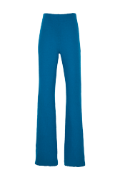 Femme Maille - Pantalon flare fines côtes femme, Bleu de prusse vue de dos
