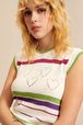 Women - Openwork tank top with multicolored stripes, Ecru details view 2