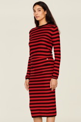Women Raye - Women Poor Boy Striped Wool Maxi Skirt, Black/red details view 1