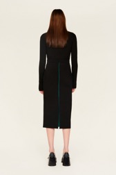 Women Maille - Women Two-Tone Long Skirt, Black back worn view