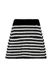 Women Raye - Women Big Poor Boy Striped Trapezeskirt, Black/white front view