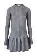Women Plain Baby Doll Short Dress Grey front view