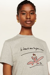 Femme Uni - T-shirt motif "la beauté" femme, Gris vue de détail 3
