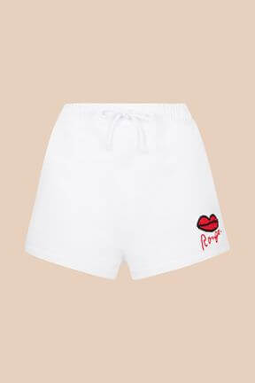 Women - Shorts with Rykiel Red Mouth, White front view