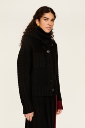 Women Maille - Two-Tone Knitted Bomber, Black details view 2