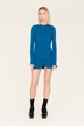 Femme Maille - Pull laine côtelée femme, Bleu de prusse vue de détail 4