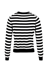 Women Brushed Poor Boy Striped Sweater Black/white back view