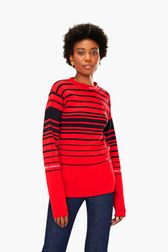 Women - Iconic Rykiel Multicolored Stripes Sweater, Red details view 1
