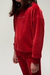 Filles - Sweatshirt Enfant Velours, Rouge vue de détail 3