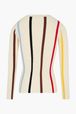 Women - Striped Cotton Sweater With Long Sleeves, Ecru front view