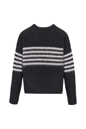 Women Maille - Women Tricolor Striped Sweater, Black back view