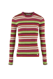Women Maille - Multicolored Striped Sweater, Multico emerald striped front view