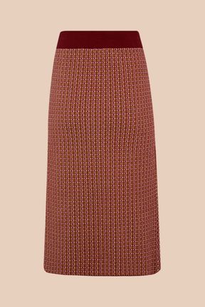 Women - Women Geometric Print Midi Skirt, Brun back view