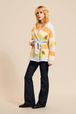 Women - Belted Cardigan with Multicolored Pastel Stripes, Multico front worn view