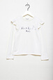 Girls Solid - Printed Cotton Girl Long-Sleeved T-shirt, Ecru front view