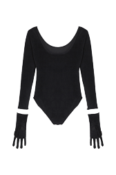 Femme Uni - Body velours femme, Noir vue de dos