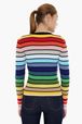 Women - Multicolored Striped Long Sleeve Sweater, Multico back worn view