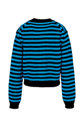 Women Big Poor Boy Striped Cardigan Striped black/pruss.blue back view