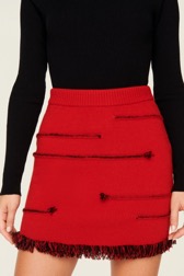 Women Charms Intarsia Wool Mini Skirt Red details view 2