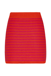 Mini jupe rayée femme Raye fuchsia/corail vue de dos