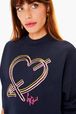 Women - Crop Heart Sweatshirt, Navy details view 2
