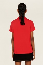 Femme Uni - T-shirt en jersey de coton femme, Rouge vue portée de dos