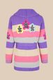 Women - Belted Cardigan with Multicolored Pastel Stripes, Lilac back view