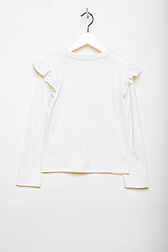 Girls Solid - Printed Cotton Girl Long-Sleeved T-shirt, Ecru back view