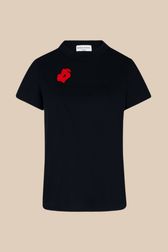 Women - SR T-Shirt with flower print, Black front view