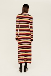 Women Striped Fluffy Maxi Dress Multico crea back worn view