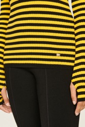 Women Raye - Women Multicoloured Striped Rib Sock Knit Sweater, Striped black/mustard details view 3