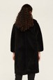 Women Velvet Long Coat Black back worn view