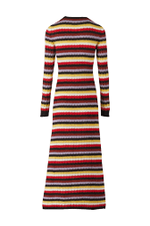Women Maille - Women Striped Fluffy Maxi Dress, Multico crea back view