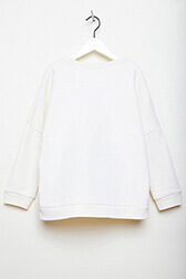 Girls Solid - Girl Long Printed Sweatshirt, Ecru back view