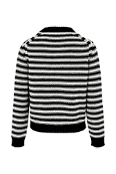 Women Big Poor Boy Striped Sweater Black/white back view