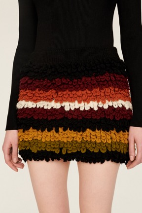 Women Maille - Women Bouclette Wool Short Skirt, Multico crea striped details view 7