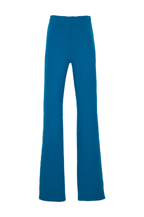 Women Plain Flare Pants Prussian blue front view