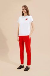 Women Sonia Rykiel logo Jogging Pants Red front worn view
