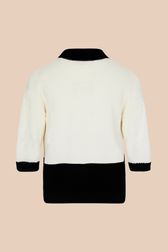 Women - Women Cotton Knit Oversize Polo Shirt, Ecru back view