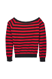Women Maille - Women Striped Flower Sweater, Black/red back view