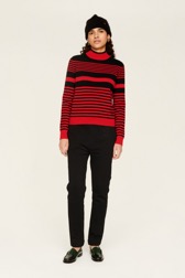 Women Maille - Bicolored Striped Iconic Sweater, Black/red details view 2