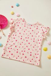 Heart and Watermelon Print Girl T-shirt Pink details view 1