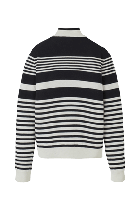 Women Maille - Women Iconic Bicolor Striped Sweater, Black/white back view