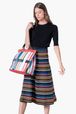 Women - Multicolored Striped Long Skirt, Multico front worn view
