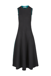 Robe longue bicolore femme Noir vue de face