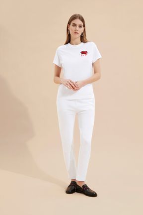Femme - Pantalon jogging logo Sonia Rykiel femme, Blanc vue portée de face