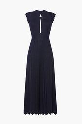 Women - Long Dress In Lurex Knit, Night blue front view